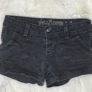 Black denim shorts